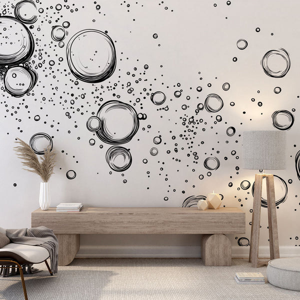 Bubbles d air Wall Mural | Pattern graphic minimalist black white