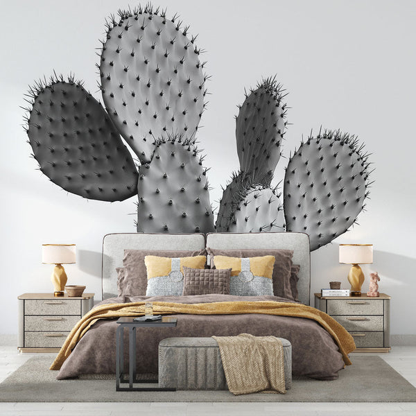 Cactus wallpaper | Elegant Black White Style wall mural