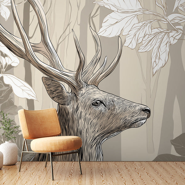 Deer Wallpaper | Elegant Stag Among Delicate Foliage