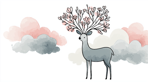Deer Wallpaper | Stylized Deer with a Floral Crown