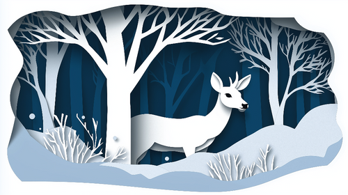 Deer Wallpaper | Winter Forest White Wall Mural