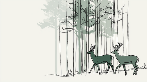 Deer Wallpaper | Slender Stags Among Tall Forest Trees
