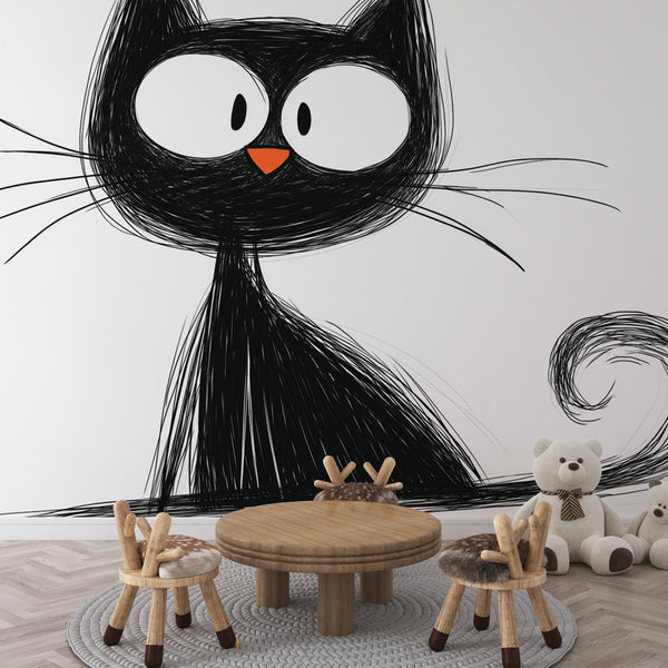 Artistic Cat Wallpaper | Stylised Black Cat Sketch