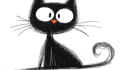 Artistic Cat Wallpaper | Stylised Black Cat Sketch