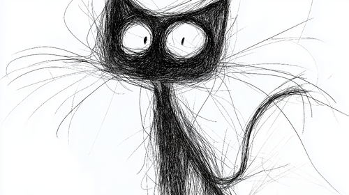 Artistic Cat Wallpaper | B&W Stylized Wall Mural