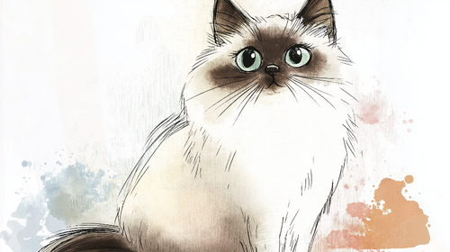 Artistic Cat Wallpaper | Watercolor Splashes Wall Mural