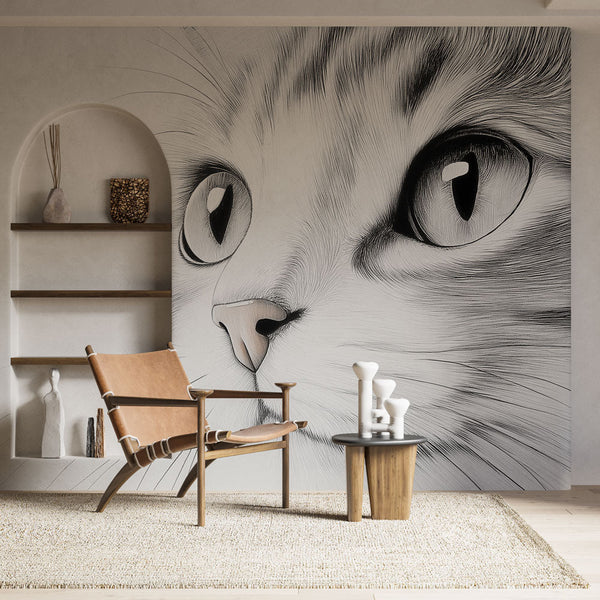 Cat Wallpaper | Artistic Captivating Eyes Wall Mural