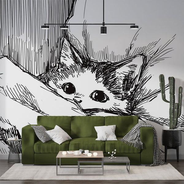 Cute Cat Wallpaper | Kitten Hiding Under a Cozy Blanket