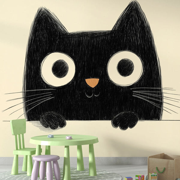 Cute Cat Wallpaper | Black Feline with Big Eyes