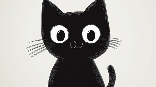 Adorable Black Cat Wallpaper | Expressive Feline Eyes