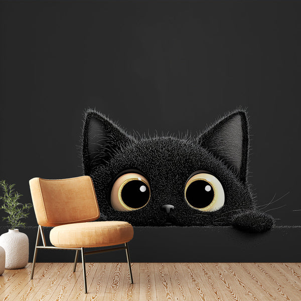 Black Cat Wallpaper | Curious Cat With Big Round Eyes
