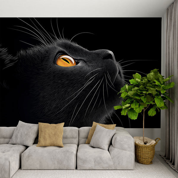 Elegant black cat wallpaper