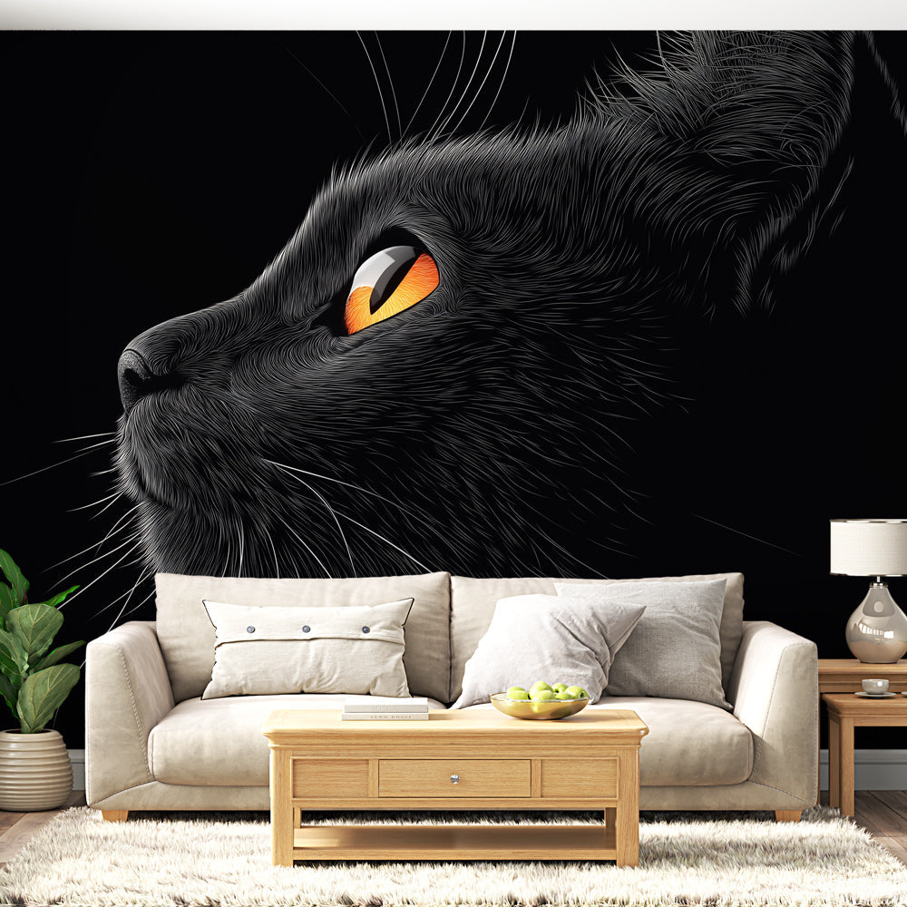 Modern black cat wallpaper