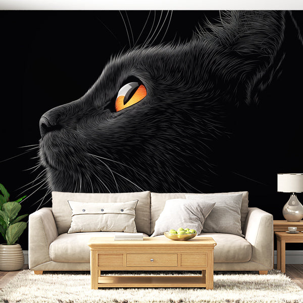 Modern black cat wallpaper