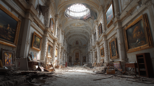 Abandoned Castle Wallpaper | Melancholic Grand Hall Mural