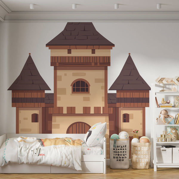 Charming Castle Wallpaper | Stylised Medieval Towers in Soft Tones