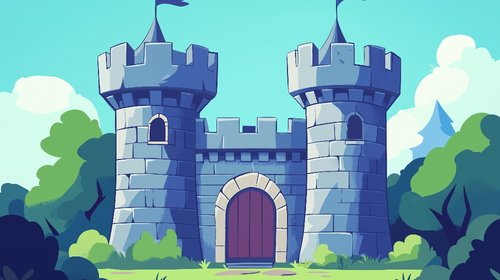 Animated Castle Wallpaper | Stylised Stronghold in Verdant Forest