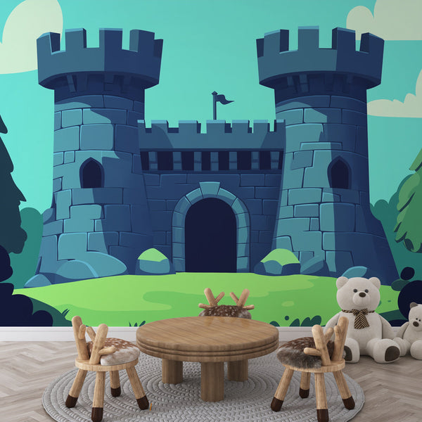 Medieval Castle Wallpaper | Stylised Towers Set in Lush Greenery