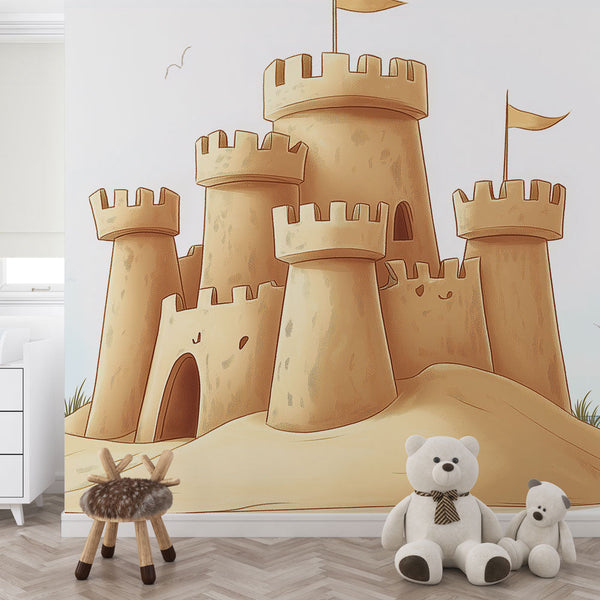 Sandcastle Wallpaper | Sunny Seaside Castle Wall Mural