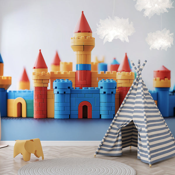 Block Castle Wallpaper for Kids | Vivid Brick Construction Scene