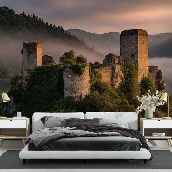 Ruined Castle Wallpaper | Medieval Fortress in the Mist
