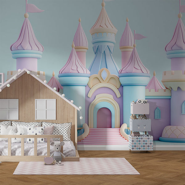 Pastel Fantasy Castle Wallpaper | Towers Wall Mural