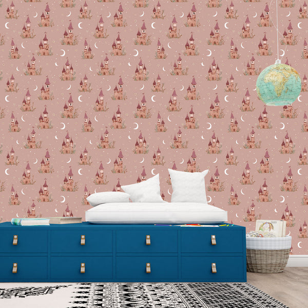 Fairytale Castle Wallpaper | Pink Castles and Moons
