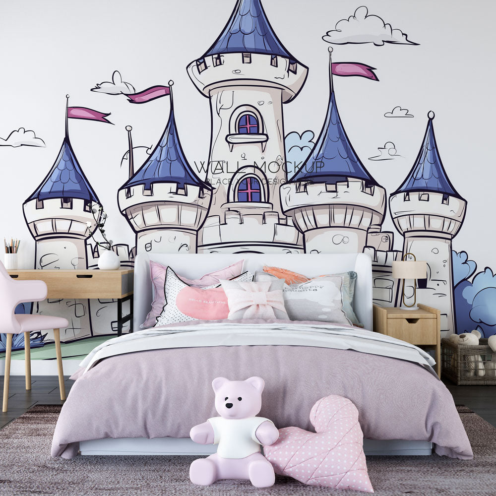 Fairytale Castle Wallpaper | Cute Towers with Colourful Banners