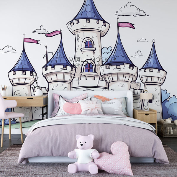 Fairytale Castle Wallpaper | Cute Towers with Colourful Banners