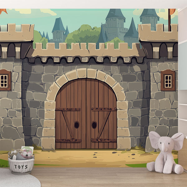 Medieval Castle Wallpaper | Stone Gate Framed by Verdant Greenery