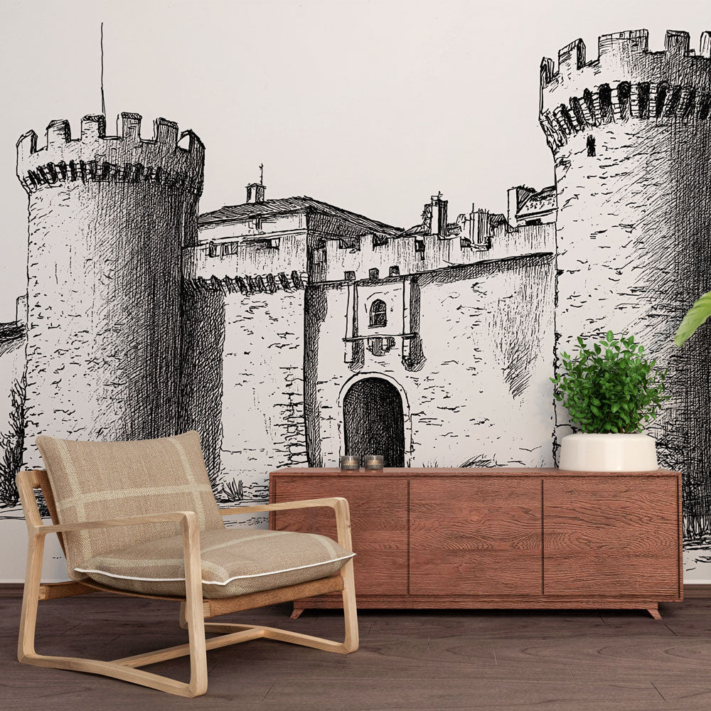 Medieval Castle Wallpaper | Detailed Towers & Weathered Stone Walls
