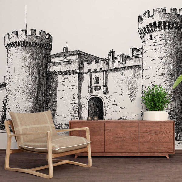 Medieval Castle Wallpaper | Detailed Towers & Weathered Stone Walls