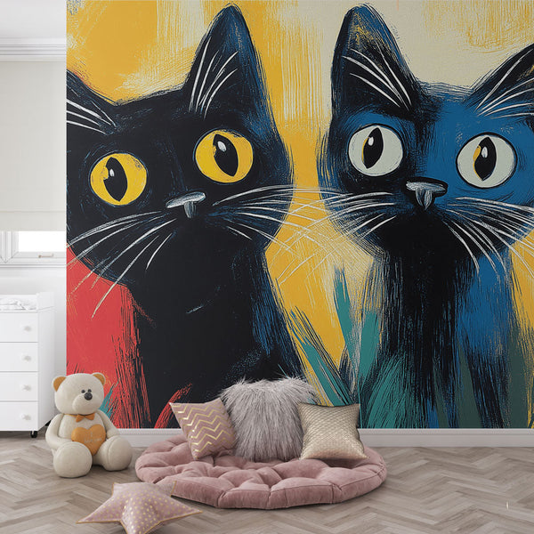 Colored Cats Wallpaper | Vibrant Background Wall Mural