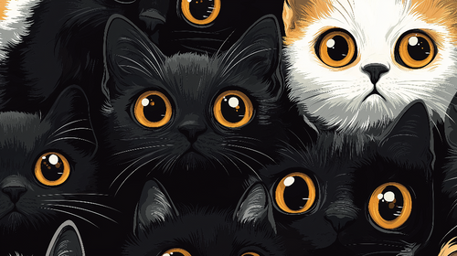 Big-Eyed Kittens Wallpaper | Playful Feline Pattern
