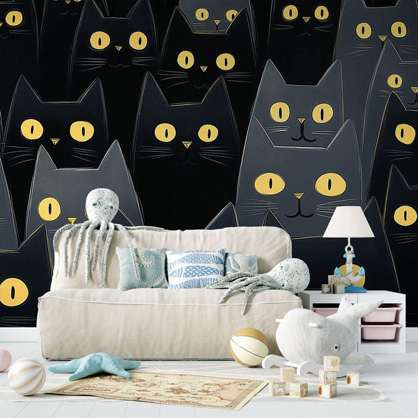 Cats Wallpaper | Black Cats with Big Yellow Eyes