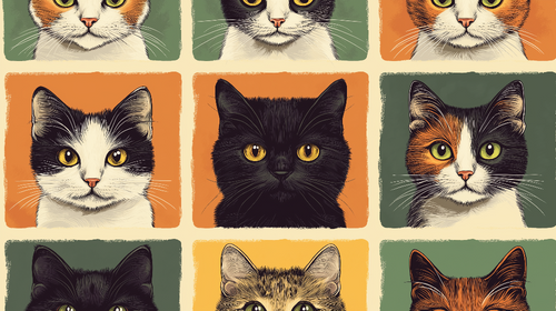 Artistic Cat Portraits Wallpaper | Colourful Feline Squares