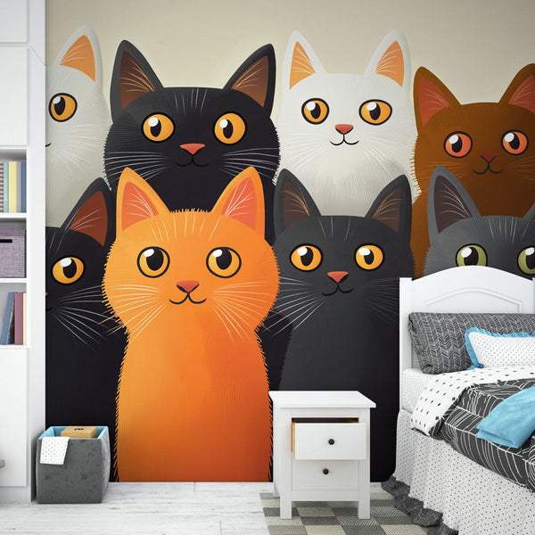 Cats Wallpaper | Group of Cats with Big Expressive Eyes