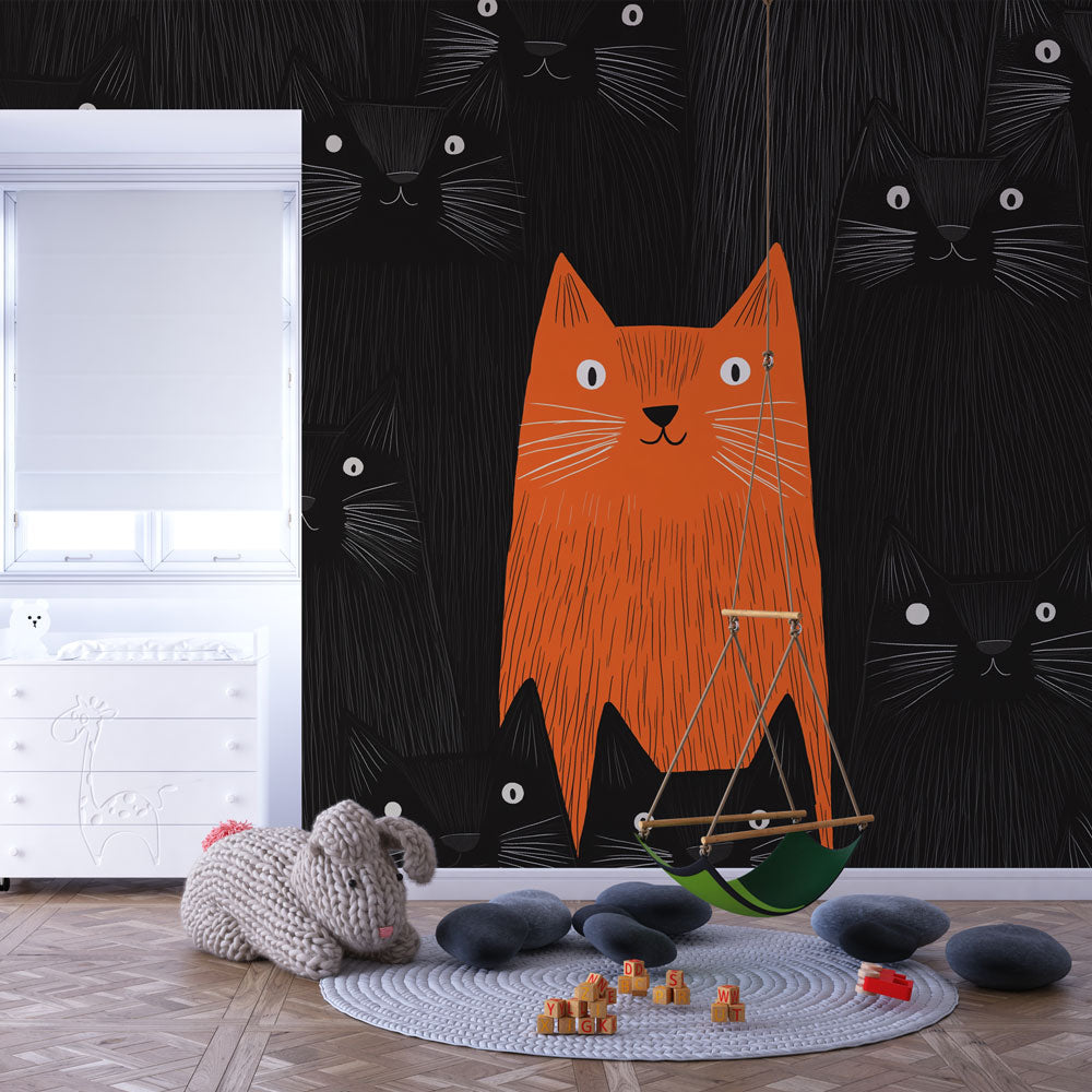 Cats Wallpaper | Cute Orange Cat Among Black Companions