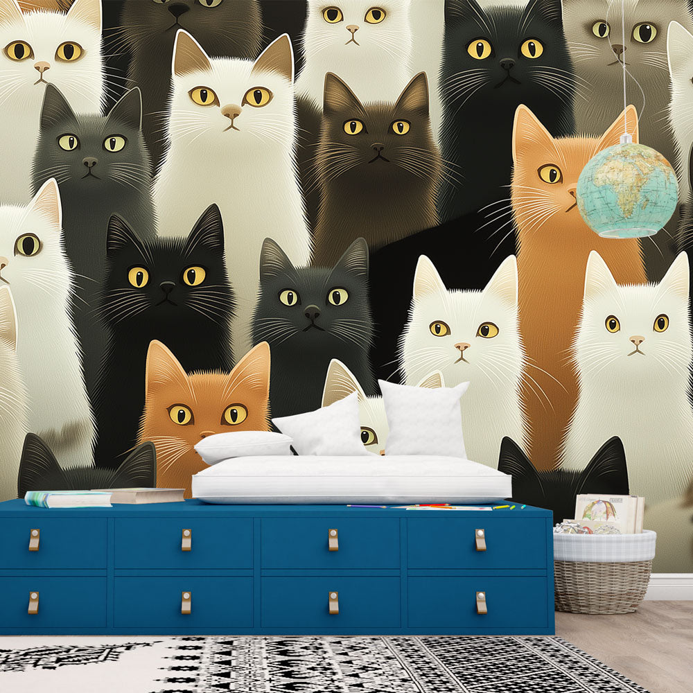 Multitude of Cats Wallpaper | Golden-Eyed Felines