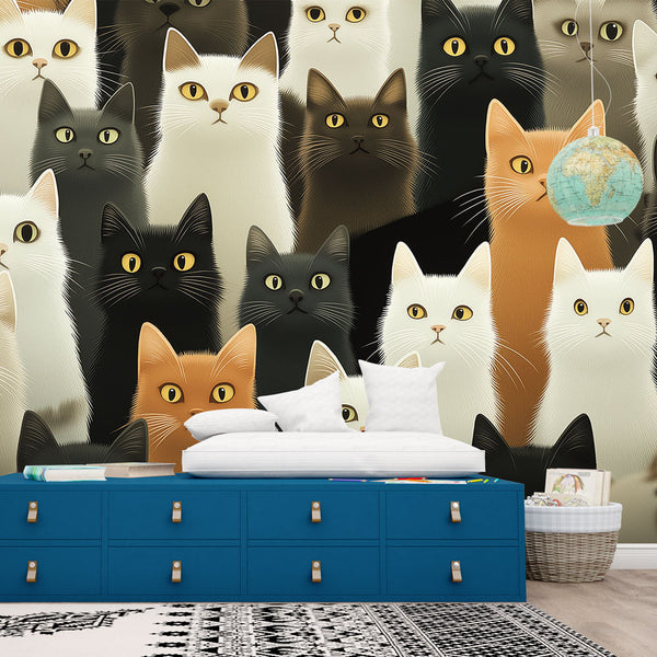 Multitude of Cats Wallpaper | Golden-Eyed Felines