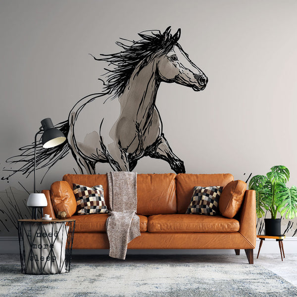 Horse Wallpaper | Artistic Galloping Horse in an Open Field