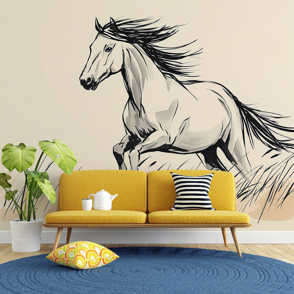 Horse Wallpaper | Elegant Horse Galloping Through Tall Grass