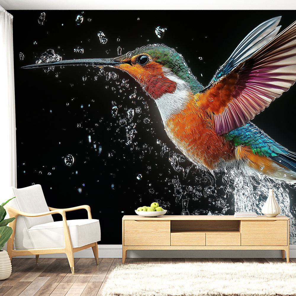 Hummingbird Wallpaper | Vibrant Bird with Water Splashes