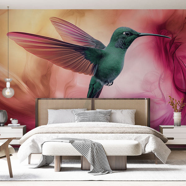 Hummingbird Wallpaper | Vibrant Bird on Abstract Background