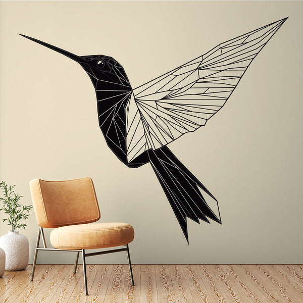 Hummingbird Wallpaper | Geometric Modern Black and White Bird