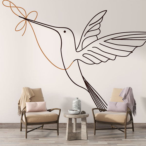 Hummingbird Wallpaper | Minimalist Elegant Design with Soft Thread