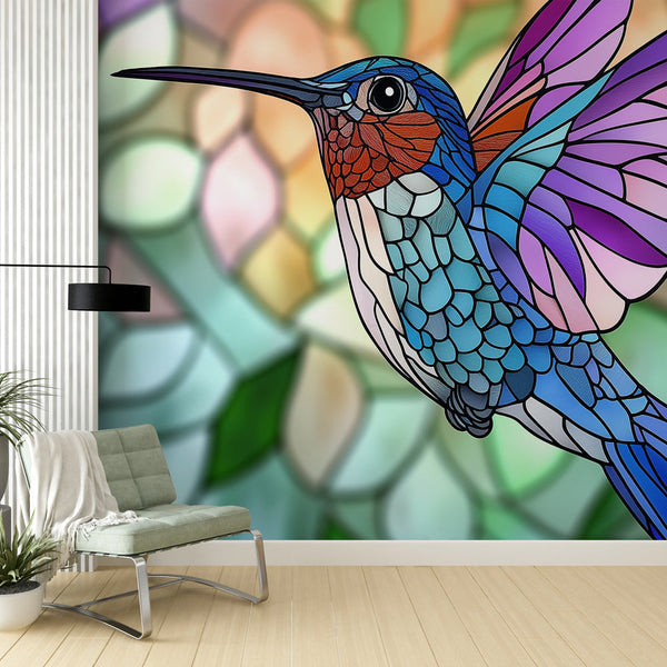 Hummingbird Wallpaper | Stained Glass Hummingbird Burst