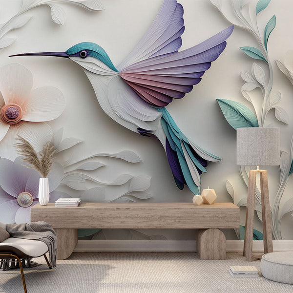 Hummingbird Wallpaper | Elegant Bird Among Delicate Flowers