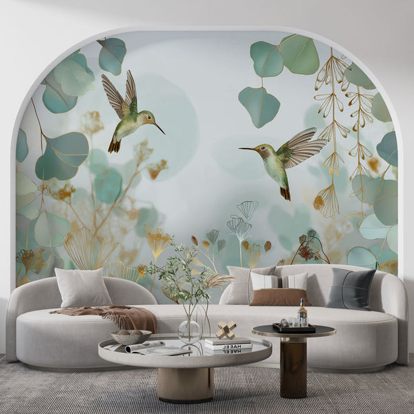 Hummingbird Wallpaper | Delicate Foliage Wall Mural