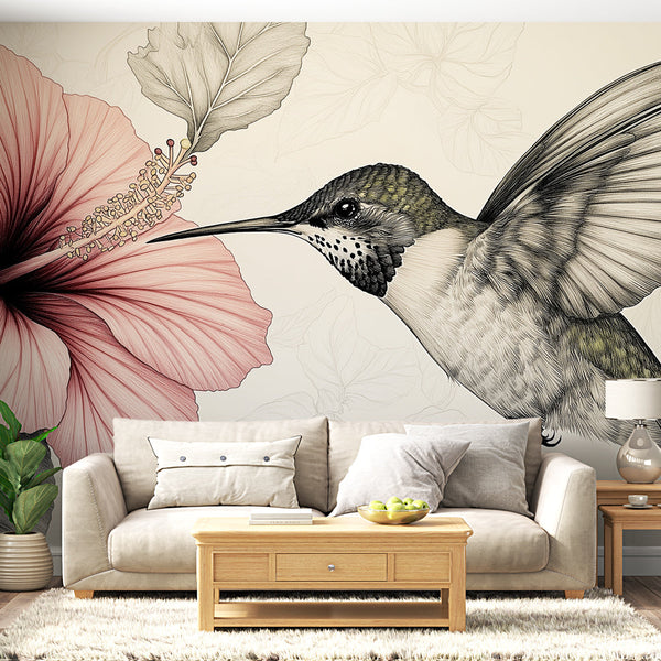 Hummingbird Hibiscus Wallpaper | Tropical Bird and Flower